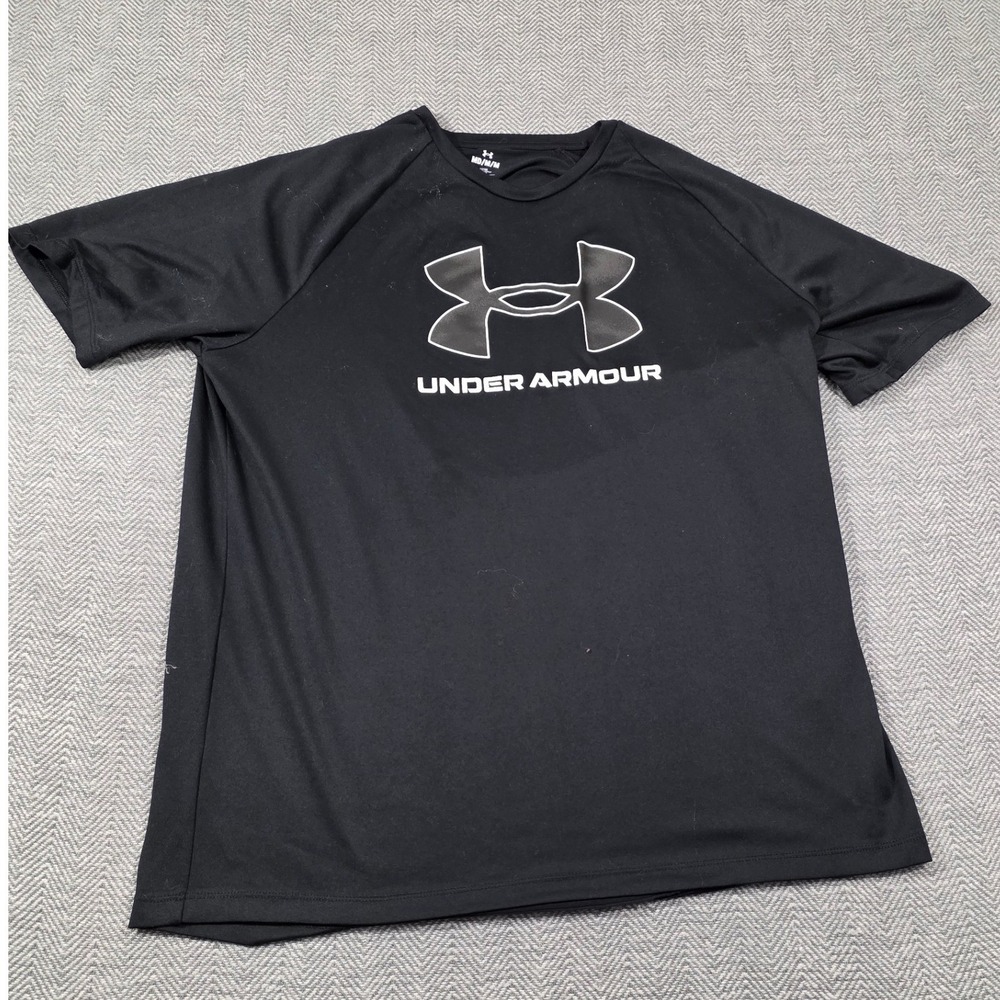 Under Armour Mens Tech Graphic‎ T-Shirt Black Loose Fit Short Sleeve MD